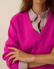 Venus V-Neck Jumper, Pink (MAGENTA), large