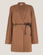 Saskia Tie Front Cardigan, Camel (CAMEL), large