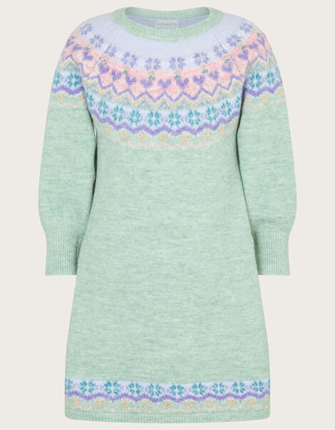 Fair Isle Knit Dress, Green (MINT), large