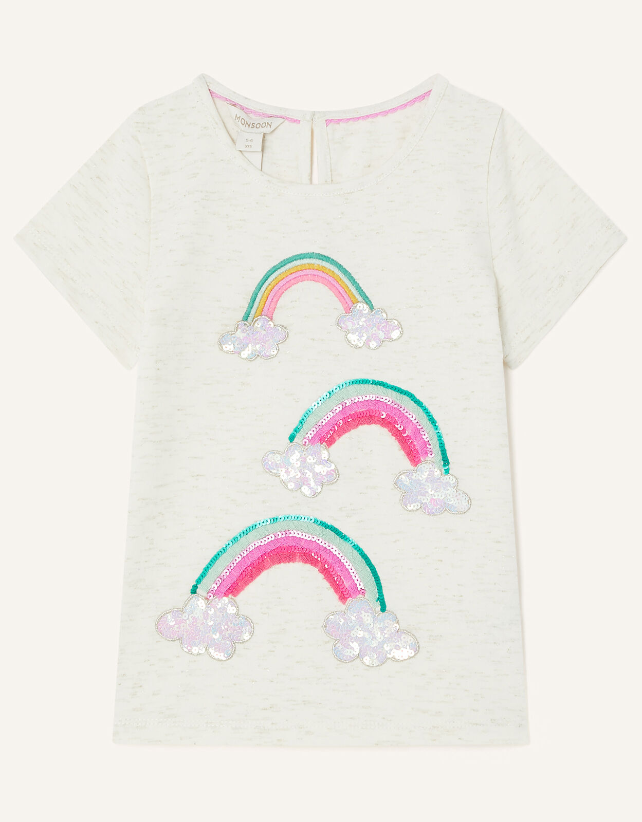 Rainbow Cloud Sequin T-Shirt White 