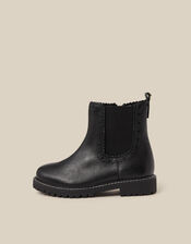 Heart Brogue Chelsea Boots, Black (BLACK), large