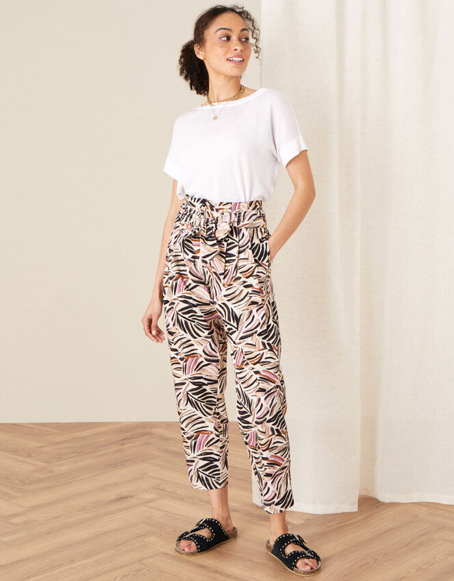 Palm Print Poplin Trousers, Natural (STONE), large