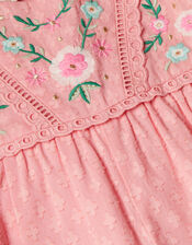 Baby Dobby Embroidered Floral Romper, Pink (PINK), large
