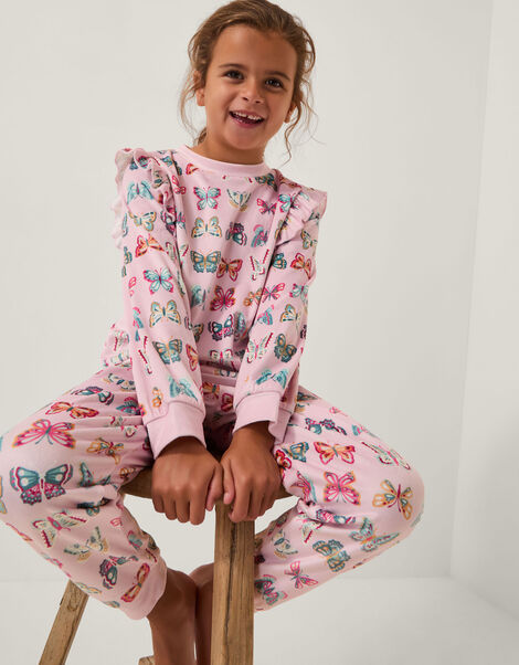 Butterfly Print Long Pyjamas Set, Pink (PINK), large