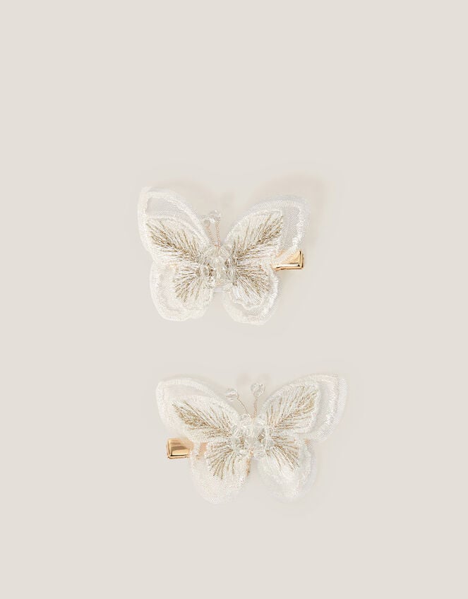 2-Pack Embroidered Butterfly Hair Clips, , large