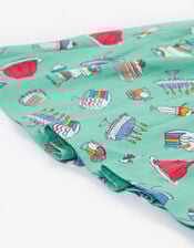 Frugi Morwenna Print Skater Dress, Green (GREEN), large