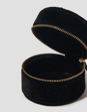 Round Floral Embroidered Jewellery Box, , large