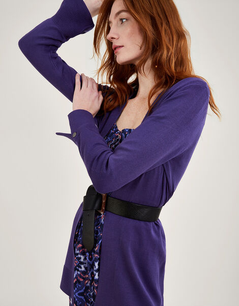 Ottoman Rib Midi Cardigan with LENZING™ ECOVERO™ , Purple (PURPLE), large