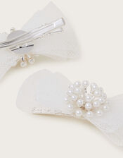 2-Pack Pearl Bow Hair Clips , , large