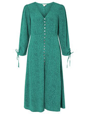 Printed Midi Dress in Sustainable Viscose, Green (GREEN), large