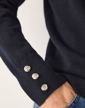 Nila Neck Tie Jumper, Blue (NAVY), large