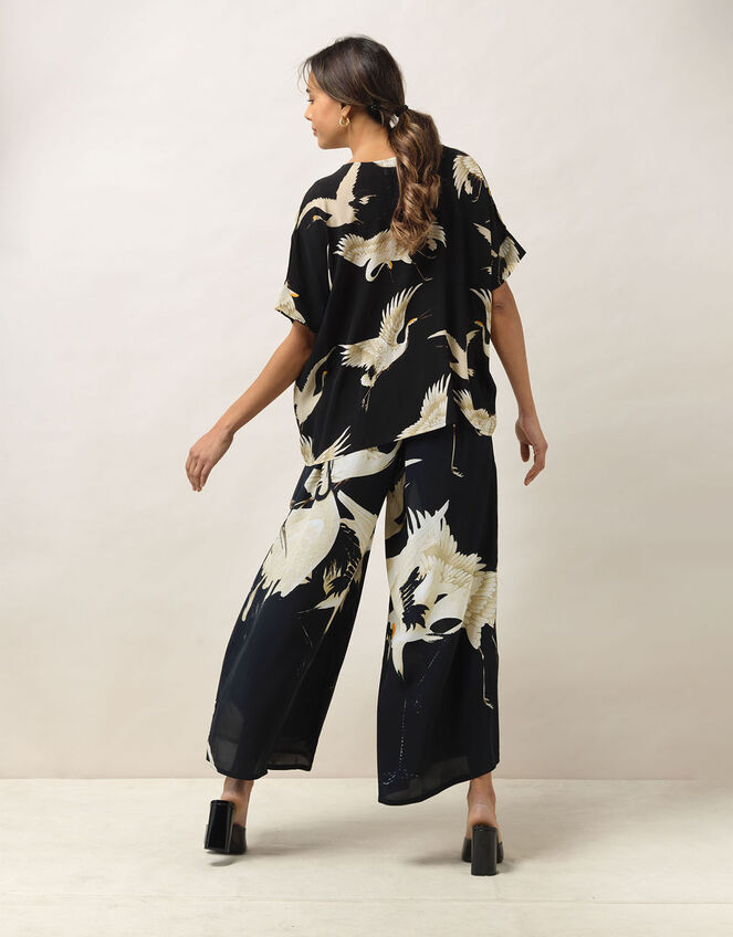 One Hundred Stars Stork Print Top, Black (BLACK), large