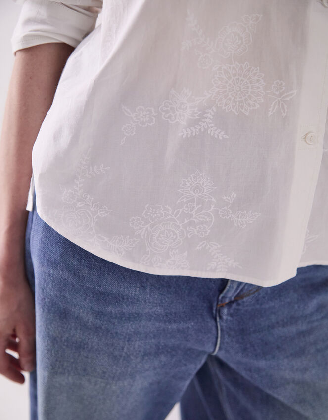 East Layla Floral Print Shirt, White (WHITE), large