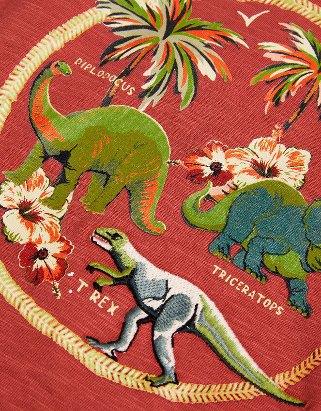 Dinosaur Graphic Cotton T-Shirt, Red (RED), large