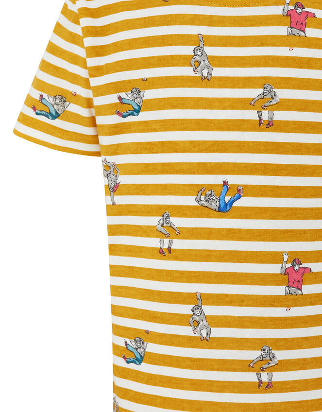 Scotty Striped Monkey T-Shirt, Yellow (MUSTARD), large
