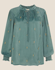 Judy Embroidered Blouse, Green (SAGE), large