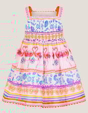 Baby Sequin Embellished Flamingo Dress, Ivory (IVORY), large