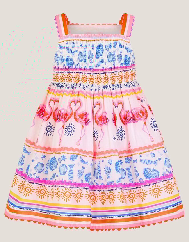 Baby Sequin Embellished Flamingo Dress, Ivory (IVORY), large