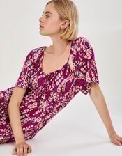 Strappy Feather Jersey Maxi Dress, Pink (PINK), large