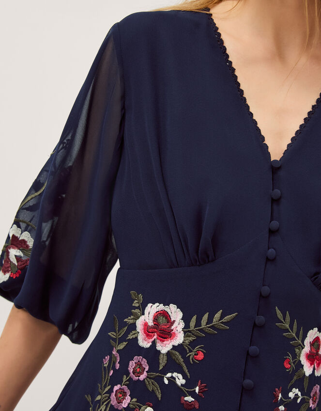 Emi Floral Embroidered Maxi Dress, Blue (NAVY), large