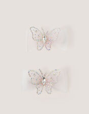 2-Pack Diamant&eacute; Butterfly Bow Hair Clips, Pink (PINK), large