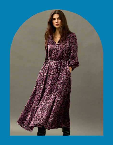 East Leopard Print Maxi Dress, Purple (PURPLE), large
