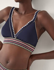Ria Embroidered Bikini Top, Blue (NAVY), large