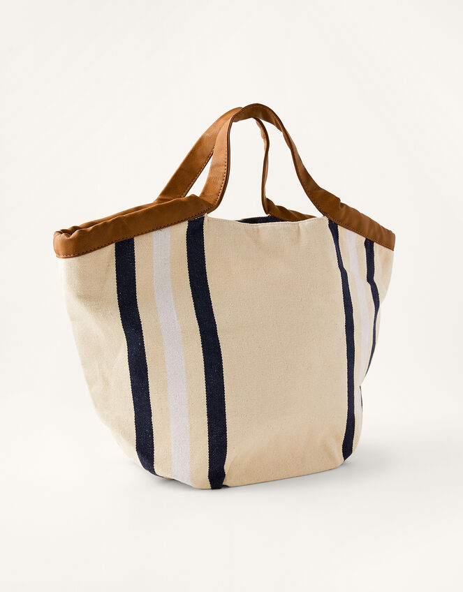 Stripe Canvas Shopper Bag, , large