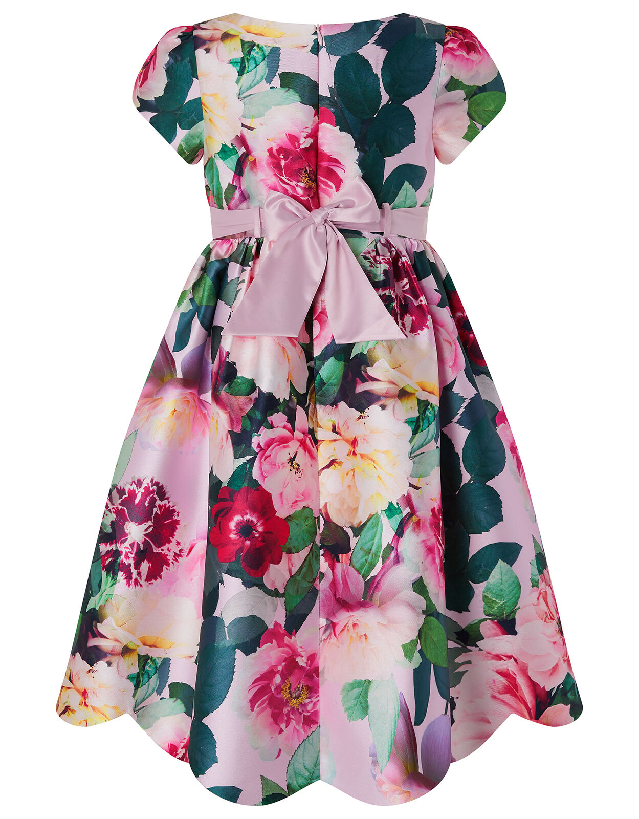 Belle Floral Print Scalloped Hem Dress Pink