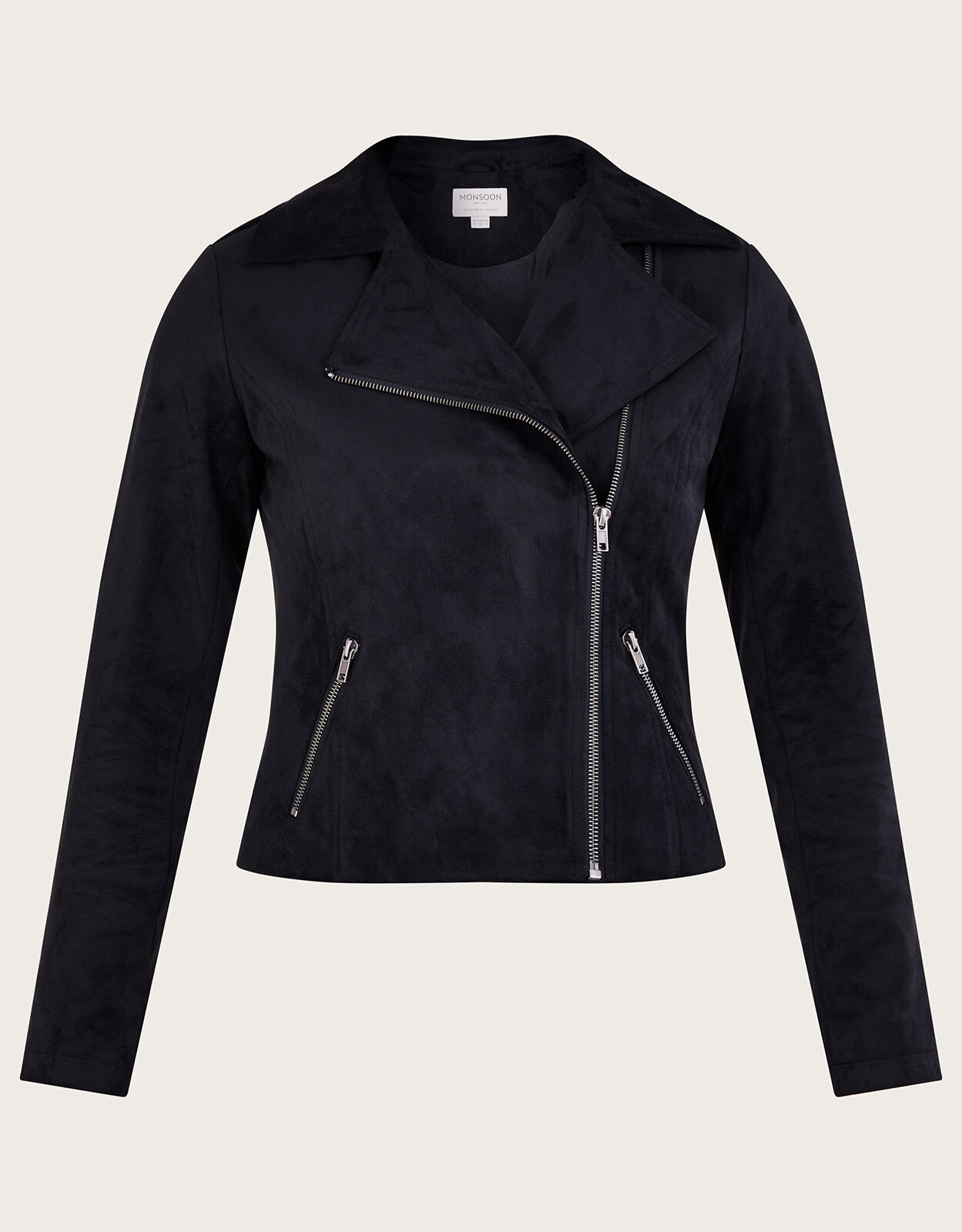 Suedette Biker Jacket Black