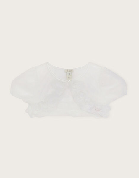 3D Roses Trim Tulle Cover Up, Ivory (IVORY), large