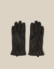 Sadie Bow Leather Gloves, Black (BLACK), large
