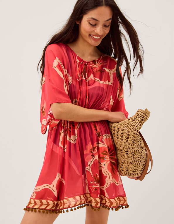 Yasmin Floral Print Mini Kaftan , , large