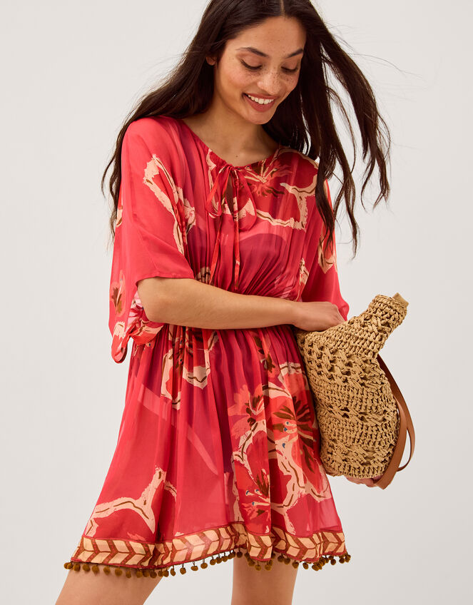 Yasmin Floral Print Mini Kaftan , , large