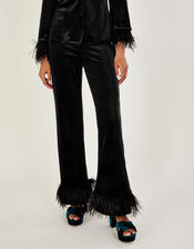 Raegan Velvet Feather Trousers, Black (BLACK), large