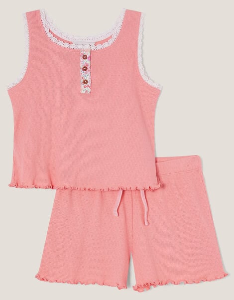 Floral Jersey Short Pyjamas Set, Orange (CORAL), large