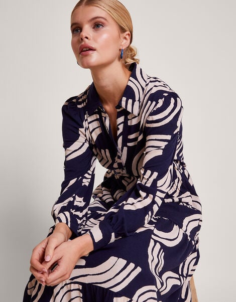 Nula Print Tier Dress, Blue (NAVY), large