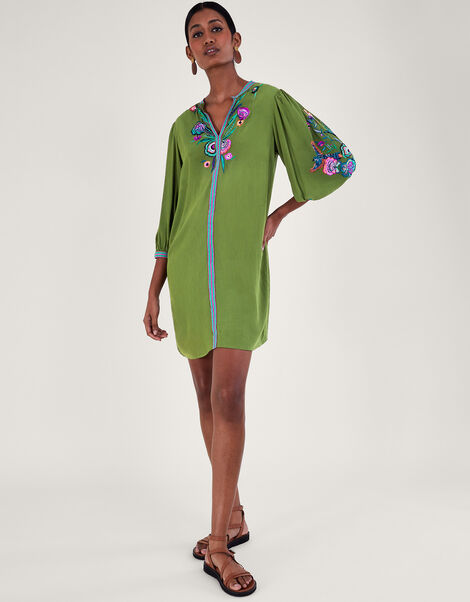 Kaitlyn Bird Embroidered Tunic, Green (GREEN), large