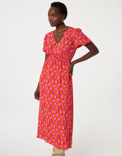Fabienne Chapot Bonna Strawberry Print Midi Dress, Orange (ORANGE), large