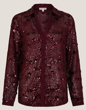 Seema Sequin Shirt, Purple (AUBERGINE), large