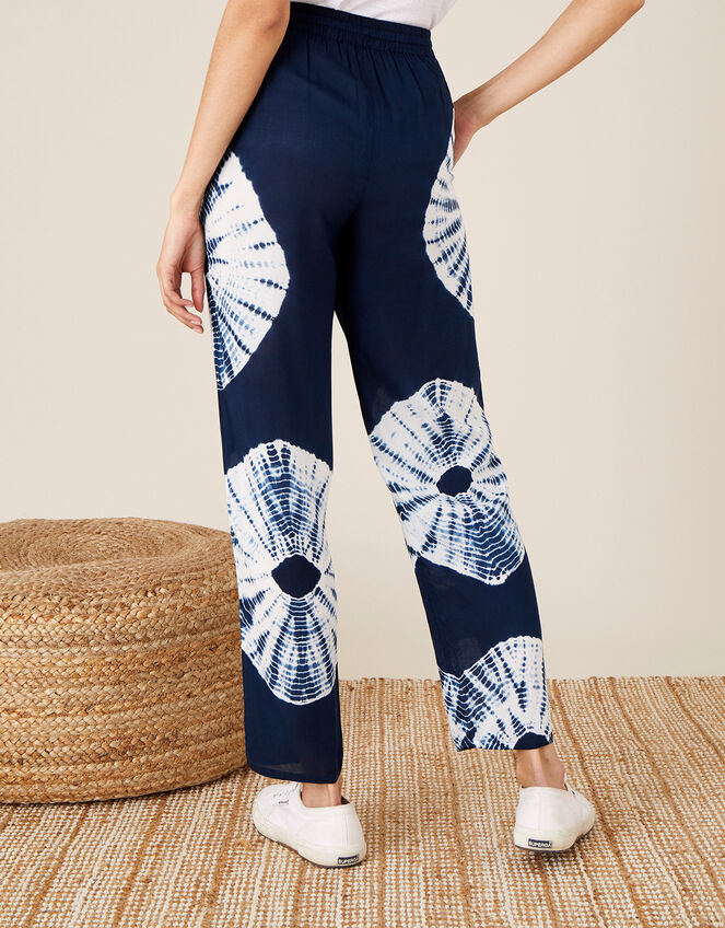 Tie-Dye Wide Leg Trousers in LENZING™ ECOVERO™, Blue (NAVY), large