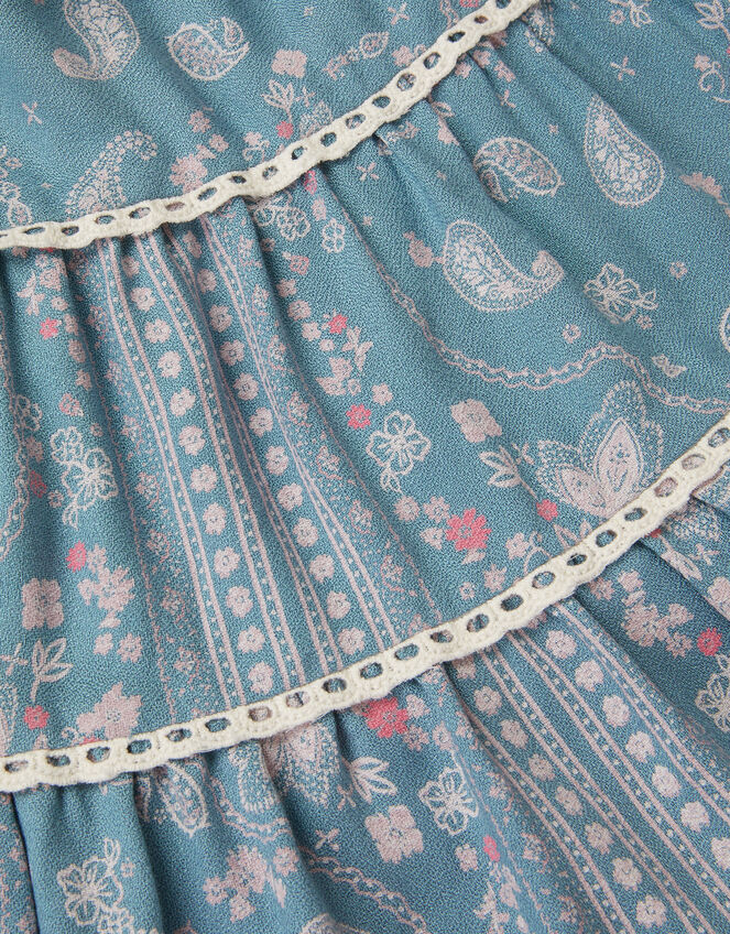 Paisley Lace Tiered Dress, Blue (BLUE), large
