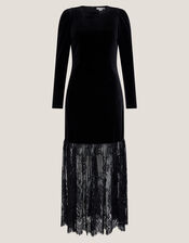 Verity Velvet Lace Maxi Dress, Black (BLACK), large