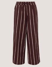 Callie Thorpe x Monsoon Stripe Linen Blend Wide Leg Trousers, Brown (BROWN), large