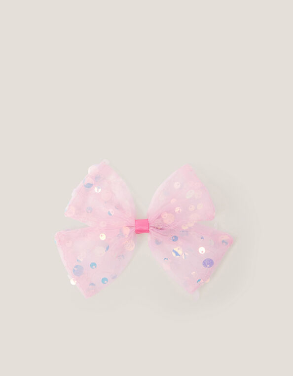 Sequin Bow Hair Clip, , large