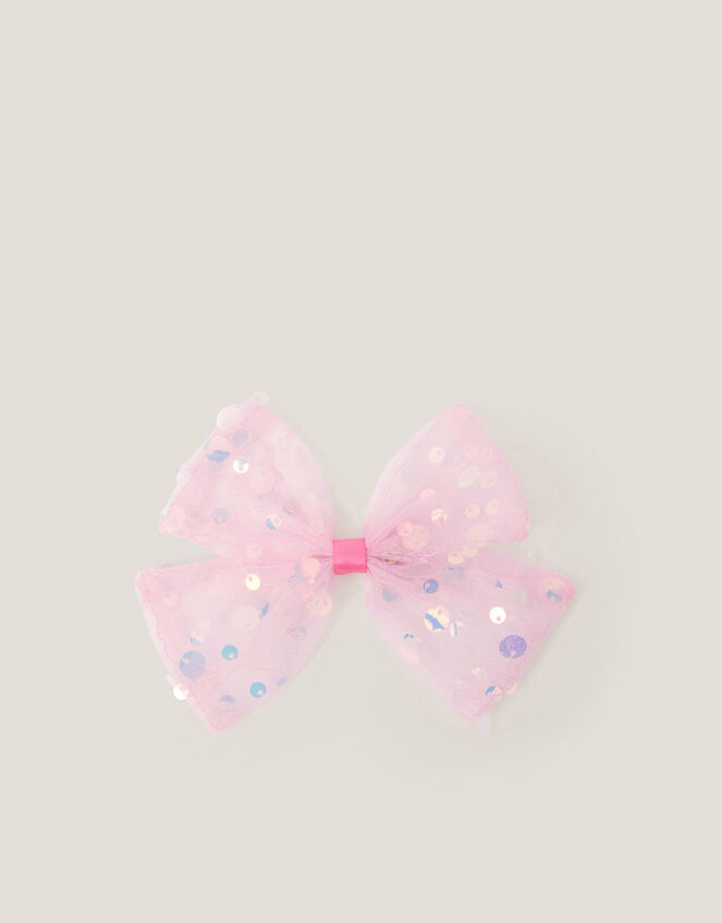 Sequin Bow Hair Clip, , large