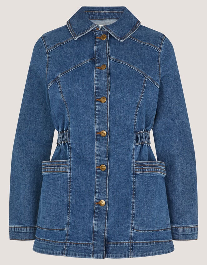 Mabel Longline Denim Jacket, Blue (MID AUTHENTIC BLUE), large