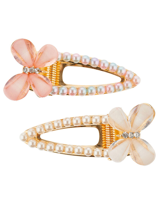 Pearly Butterfly Hair Clips, , large