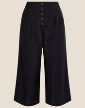 Button Pocket Trousers in Linen Blend, Black (BLACK), large