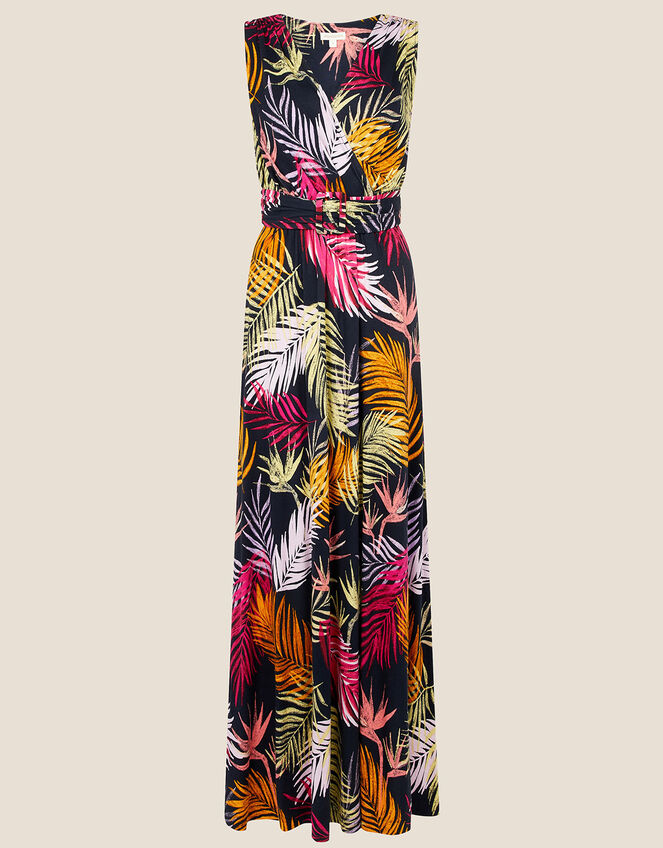 Arni Palm Print Jersey Maxi Dress, Black (BLACK), large